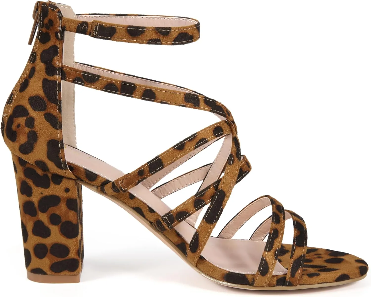 Allegra K Women's Gladiator Heels Strappy Back Zip Chunky Heel Sandals