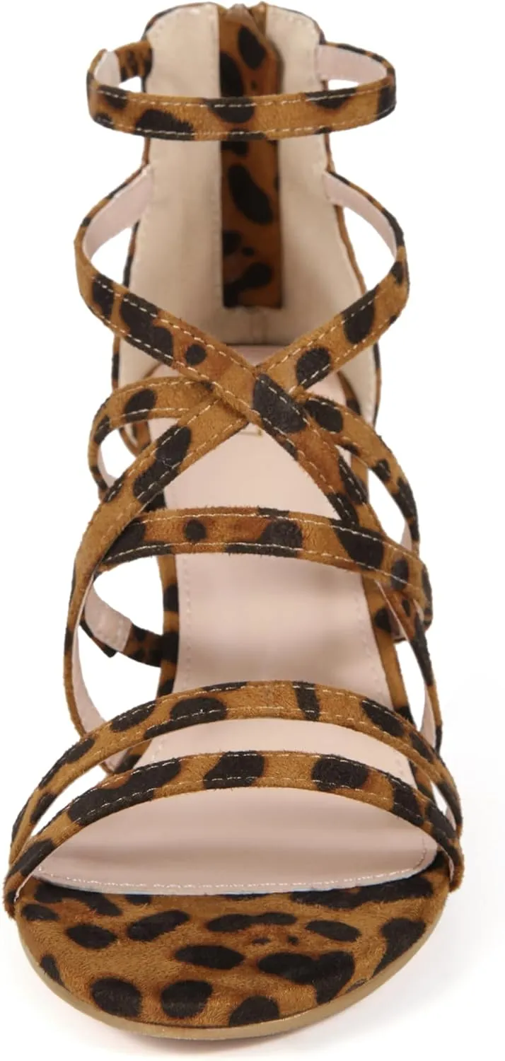 Allegra K Women's Gladiator Heels Strappy Back Zip Chunky Heel Sandals