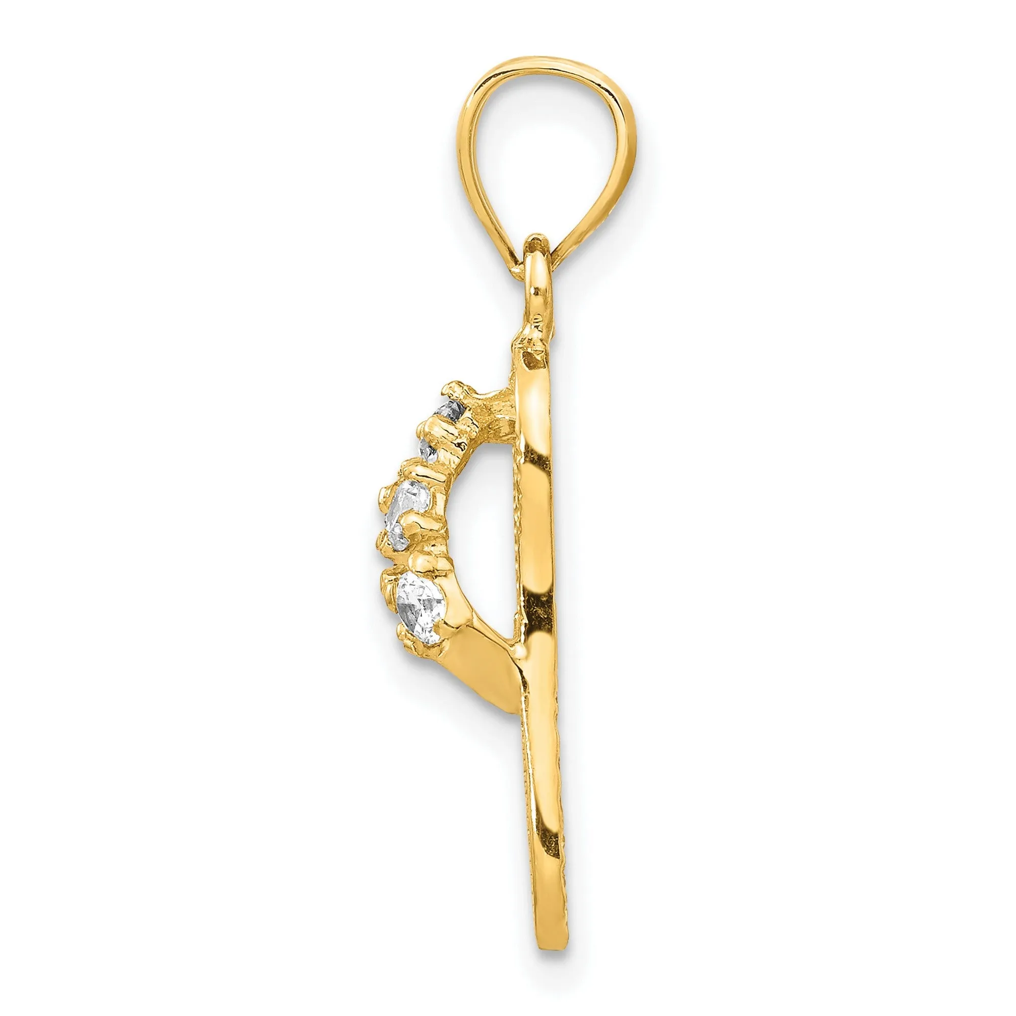 April CZ Birthstone Flip Flop Sandal Charm Pendant in Real 14k Yellow Gold