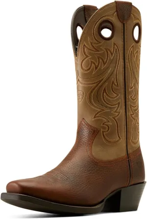 ARIAT Men's Sport Square Toe Cowboy Boot, Brown Bomber/Brown Oiled Rowdy, 9