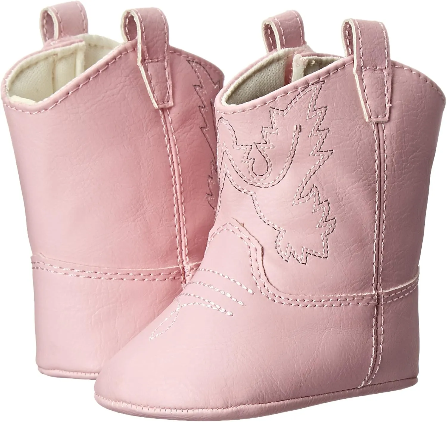 Baby Deer Faux-leather Soft Sole Western Boot for Infant Boys or Girls/Baby First Steps non-Slip with Ornamental Cowboy Stitch and Hook-and-loop Closure
