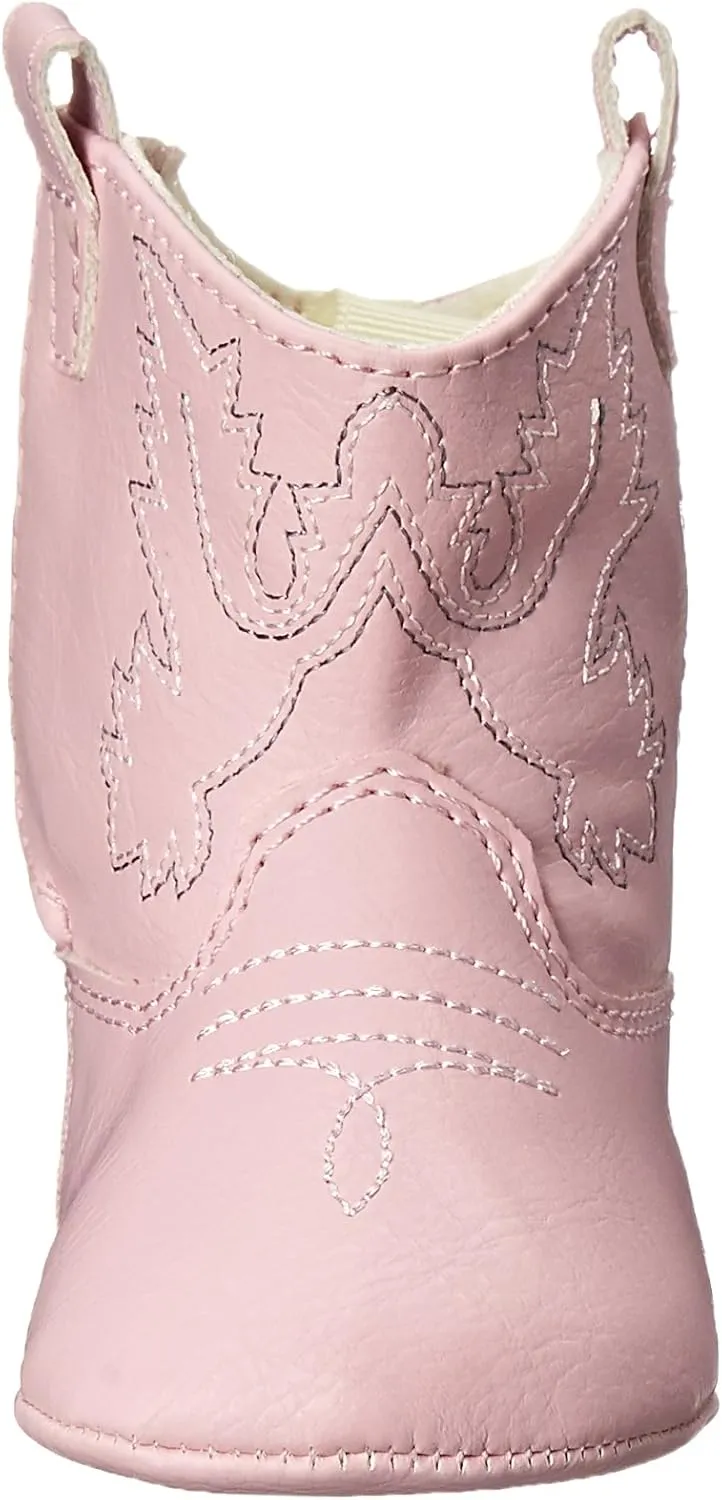 Baby Deer Faux-leather Soft Sole Western Boot for Infant Boys or Girls/Baby First Steps non-Slip with Ornamental Cowboy Stitch and Hook-and-loop Closure