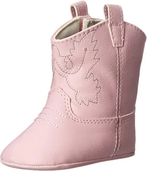 Baby Deer Faux-leather Soft Sole Western Boot for Infant Boys or Girls/Baby First Steps non-Slip with Ornamental Cowboy Stitch and Hook-and-loop Closure