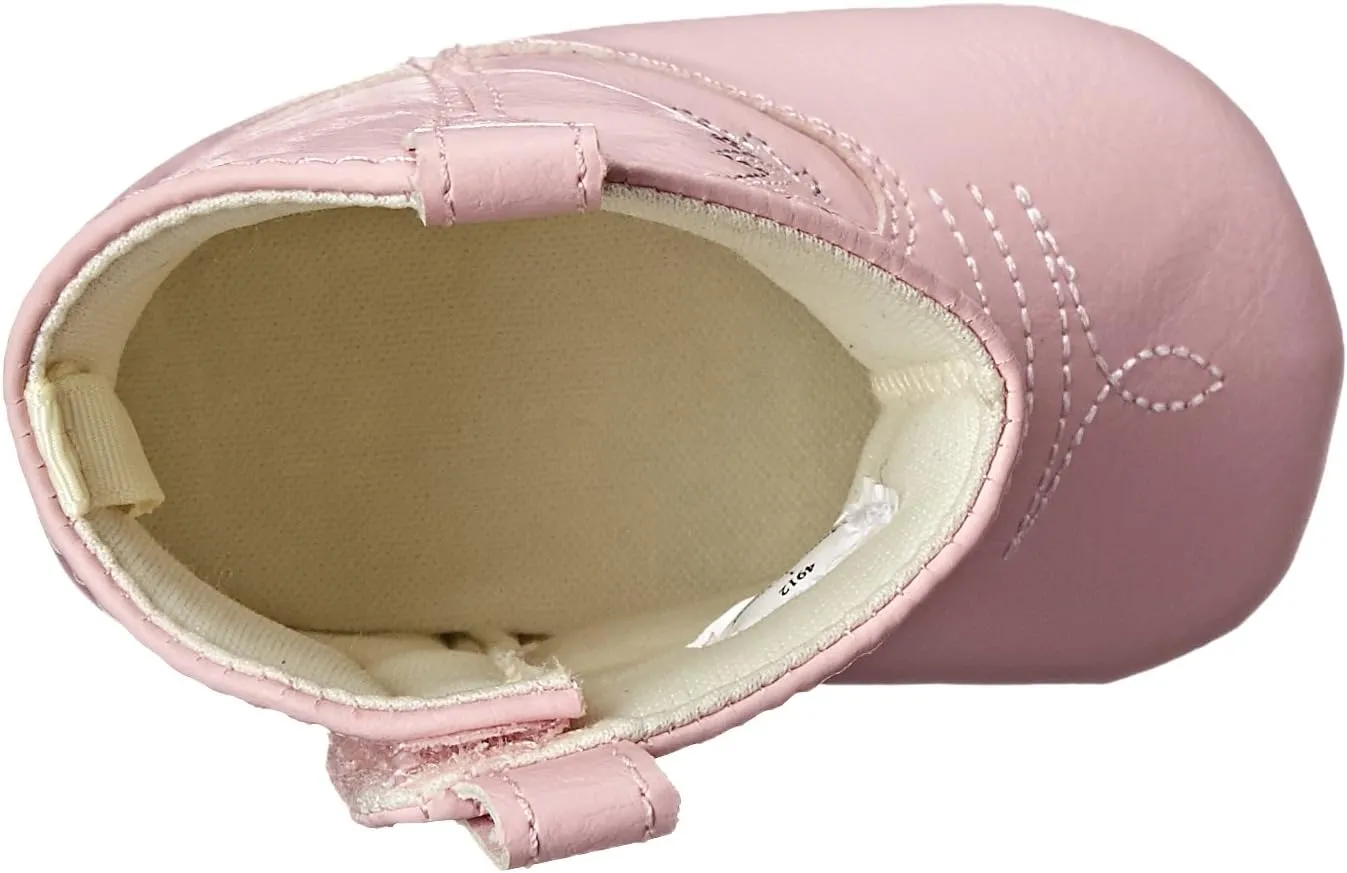 Baby Deer Faux-leather Soft Sole Western Boot for Infant Boys or Girls/Baby First Steps non-Slip with Ornamental Cowboy Stitch and Hook-and-loop Closure