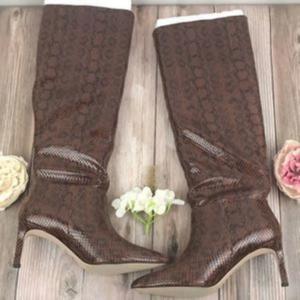 BCBGeneration Miriness Snakeskin Marlo Leather Boots 7.5