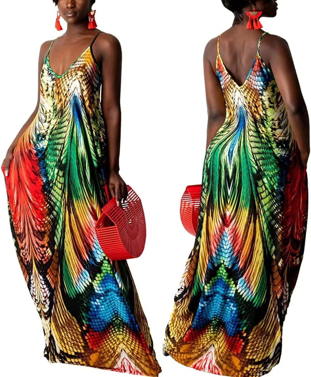 BessCops Summer Maxi Dresses for Women 2025 Plus Size Sundresses Casual Fashion Sleeveless Loose Long Sexy Dress with Pockets