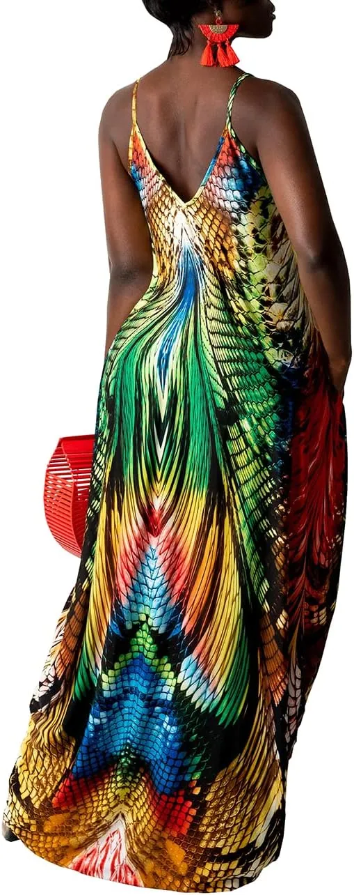 BessCops Summer Maxi Dresses for Women 2025 Plus Size Sundresses Casual Fashion Sleeveless Loose Long Sexy Dress with Pockets