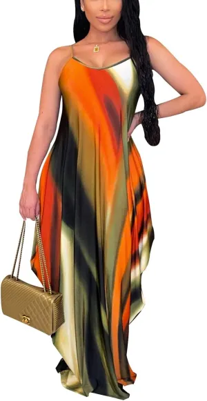 BessCops Summer Maxi Dresses for Women 2025 Plus Size Sundresses Casual Fashion Sleeveless Loose Long Sexy Dress with Pockets