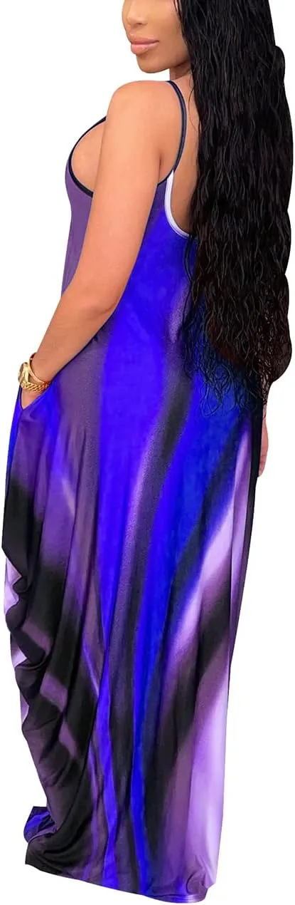 BessCops Summer Maxi Dresses for Women 2025 Plus Size Sundresses Casual Fashion Sleeveless Loose Long Sexy Dress with Pockets