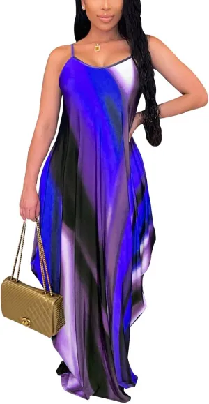 BessCops Summer Maxi Dresses for Women 2025 Plus Size Sundresses Casual Fashion Sleeveless Loose Long Sexy Dress with Pockets