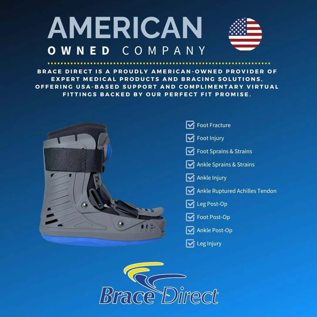 Brace Direct Lightweight Full Shell Walking Boot with Air Pump – Short Orthopedic Support for Foot & Ankle Fractures, Sprains, Achilles Tendonitis, Medium (US Shoe Men 7.5-10 / Women 8.5-11.5)