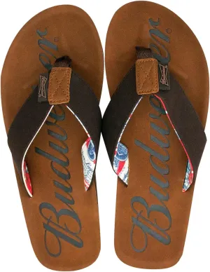 Budweiser Script Logo Men's Brown Sandals