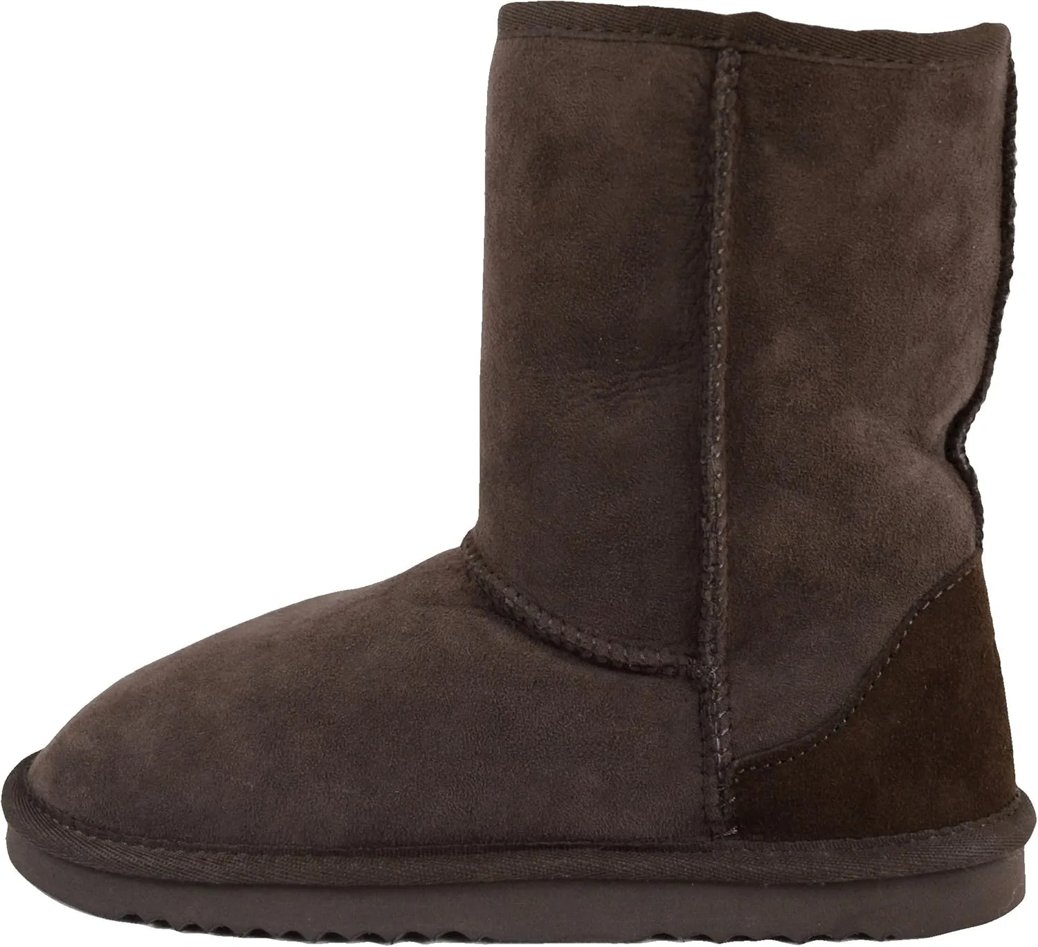 Bushga Ladies Genuine Sheepskin Mid Calf Short Boot (Black, Chocolate Brown, Grey, Chestnut, Purple)
