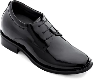 Calden Men's Invisible Height Increasing Elevator Shoes - Black Patent Leather Lace-up Lightweight Formal Tuxedo Oxfords - 4 Inches Taller - K595101 - Size 10 D(M) US