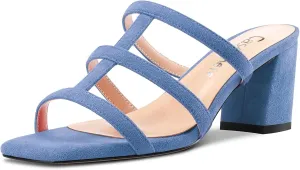Castamere Chunky Block Mid Heel Open Toe Slip-on Gladiator Sandals Casual Cute Dress 2.6 Inches Heels