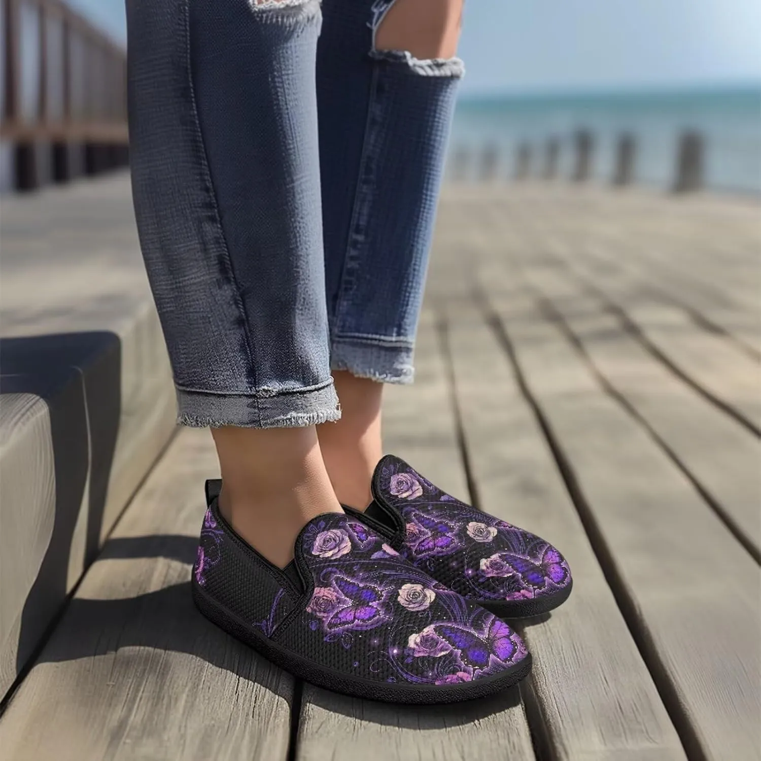 Casual Shoes for Women Comfort Low top Loafer Slip-On Ladies Soft Travel Shoes Lightweight Flats Classic Walking Shoes SizeUS 6-11