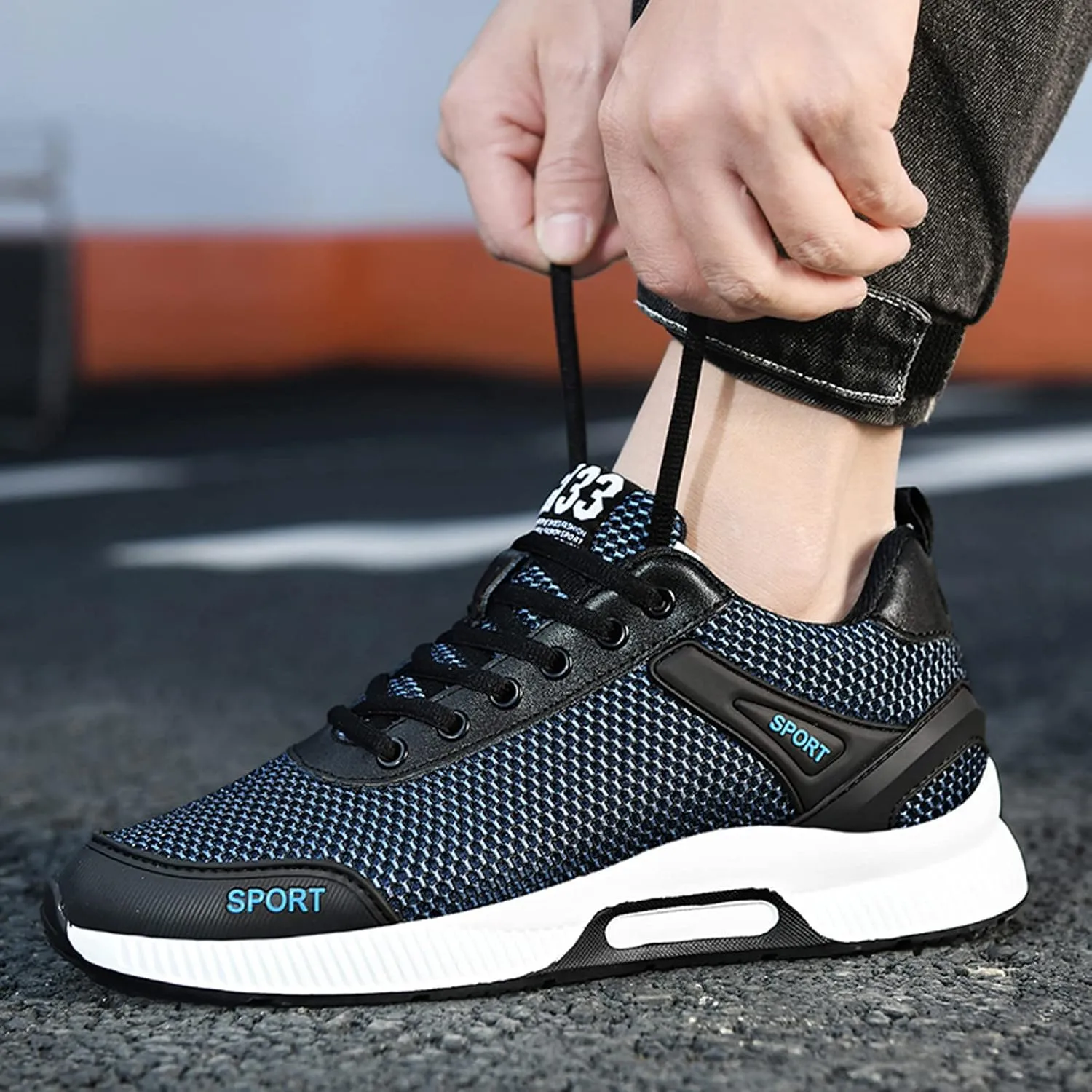 CERYTHRINA Men's Invisible Height Increasing Elevator Shoes 2.36 Inches Taller Lace-up Leather Lightweight Hip Hop Fashion Sneakers
