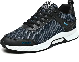 CERYTHRINA Men's Invisible Height Increasing Elevator Shoes 2.36 Inches Taller Lace-up Leather Lightweight Hip Hop Fashion Sneakers