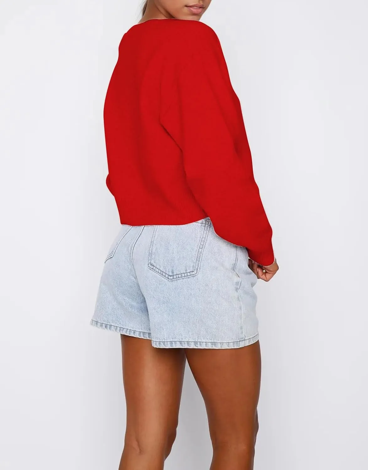 Cioatin Women Y2K Open Front Button Down Crop Sweater Cardigan Long Sleeve Lightweight Knit Pullover Fall Outfits Tops