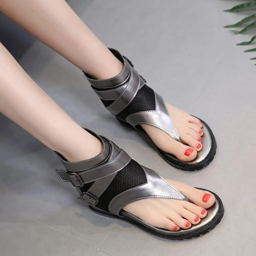 Ciuyurra Classic Summer Thongs Shoes Gladiator Sandals Increasing Mid Heels