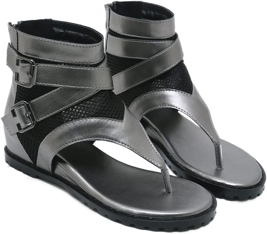 Ciuyurra Classic Summer Thongs Shoes Gladiator Sandals Increasing Mid Heels