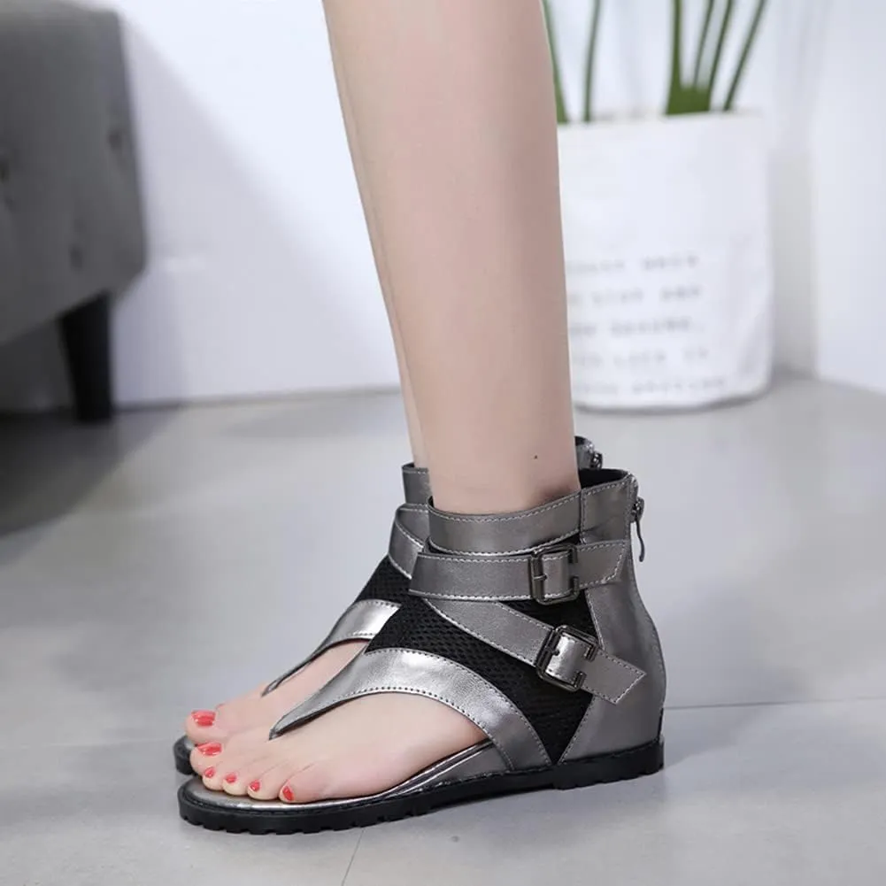 Ciuyurra Classic Summer Thongs Shoes Gladiator Sandals Increasing Mid Heels