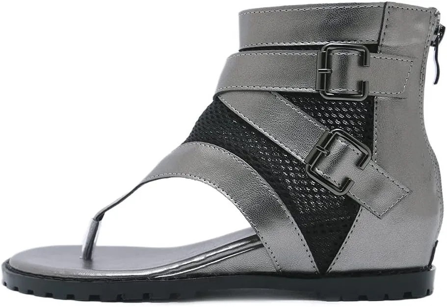 Ciuyurra Classic Summer Thongs Shoes Gladiator Sandals Increasing Mid Heels