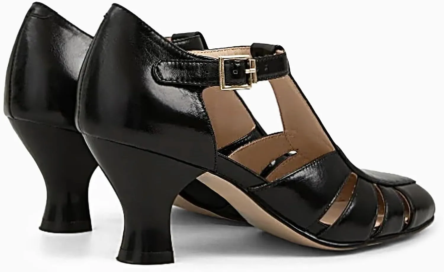 Coutgo Womens Low Heel Dress Shoes T-Strap Mary Jane Kitten Heels Dance Vintage Cutout Pumps