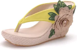 Crystal Queen Flower Wedges Sandals Flip Flops For Women Beach Sandals Wedges Platform Bohemia Sandals Flip Flops Women Summer Shoes
