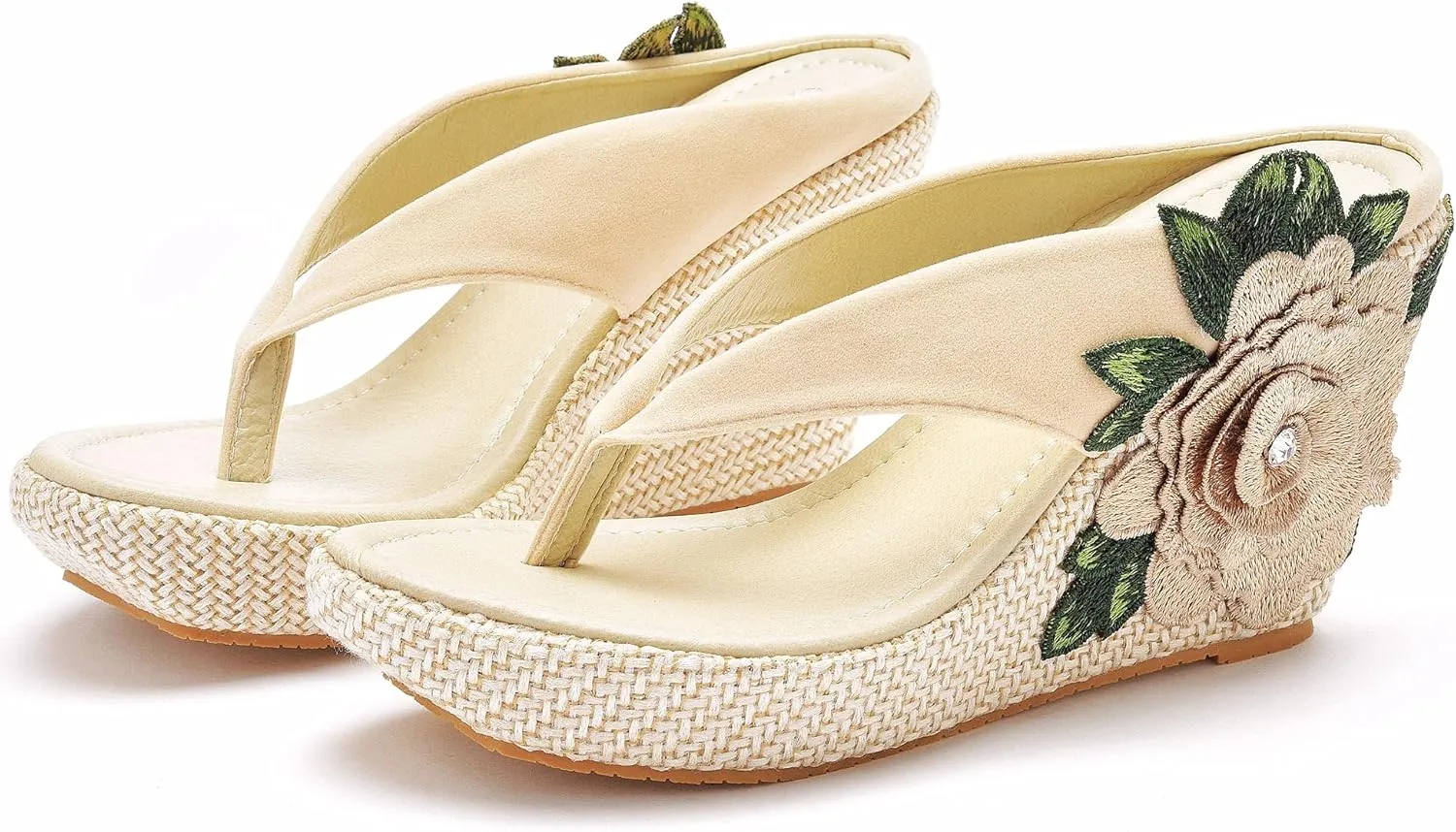 Crystal Queen Flower Wedges Sandals Flip Flops For Women Beach Sandals Wedges Platform Bohemia Sandals Flip Flops Women Summer Shoes