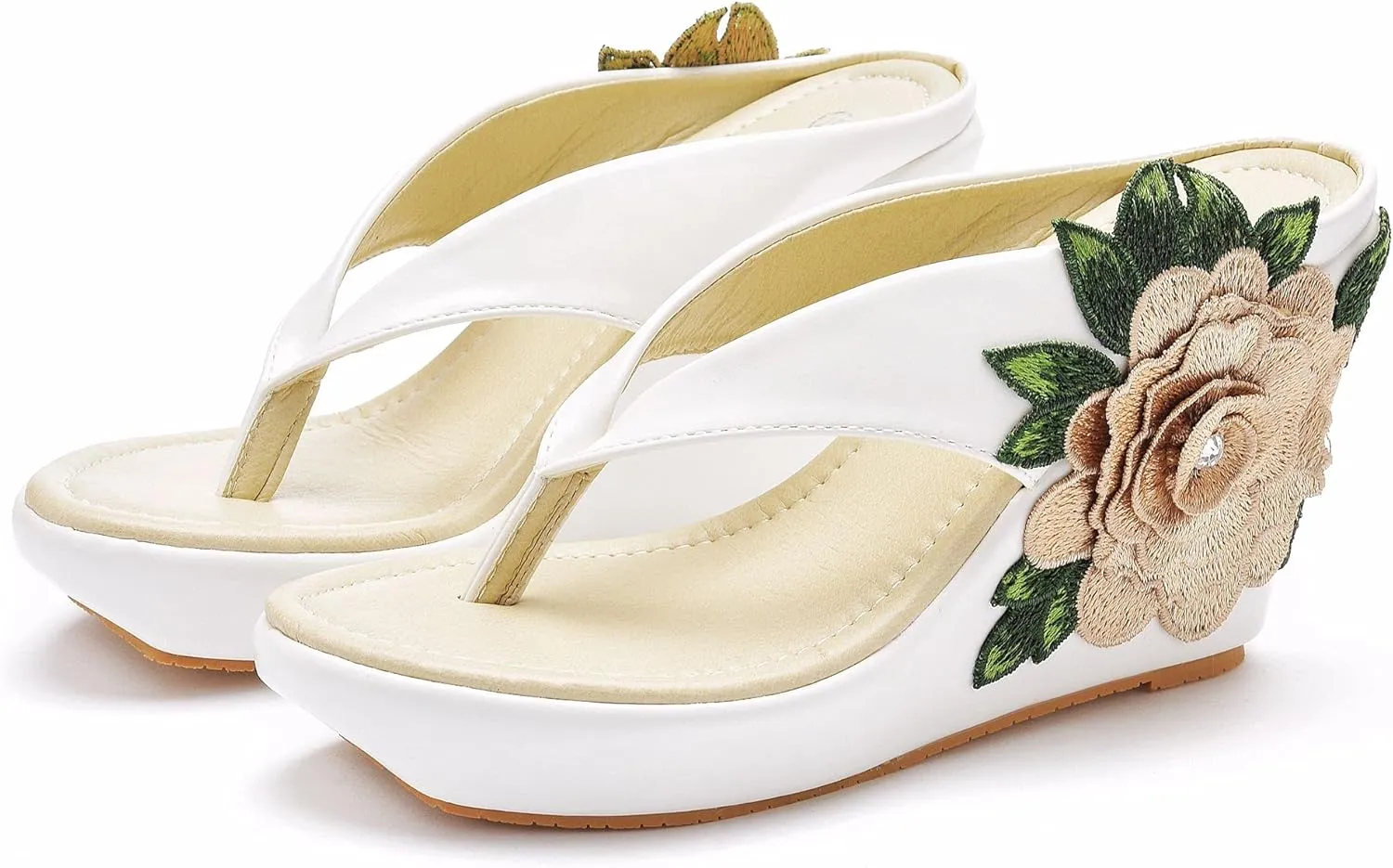 Crystal Queen Flower Wedges Sandals Flip Flops For Women Beach Sandals Wedges Platform Bohemia Sandals Flip Flops Women Summer Shoes