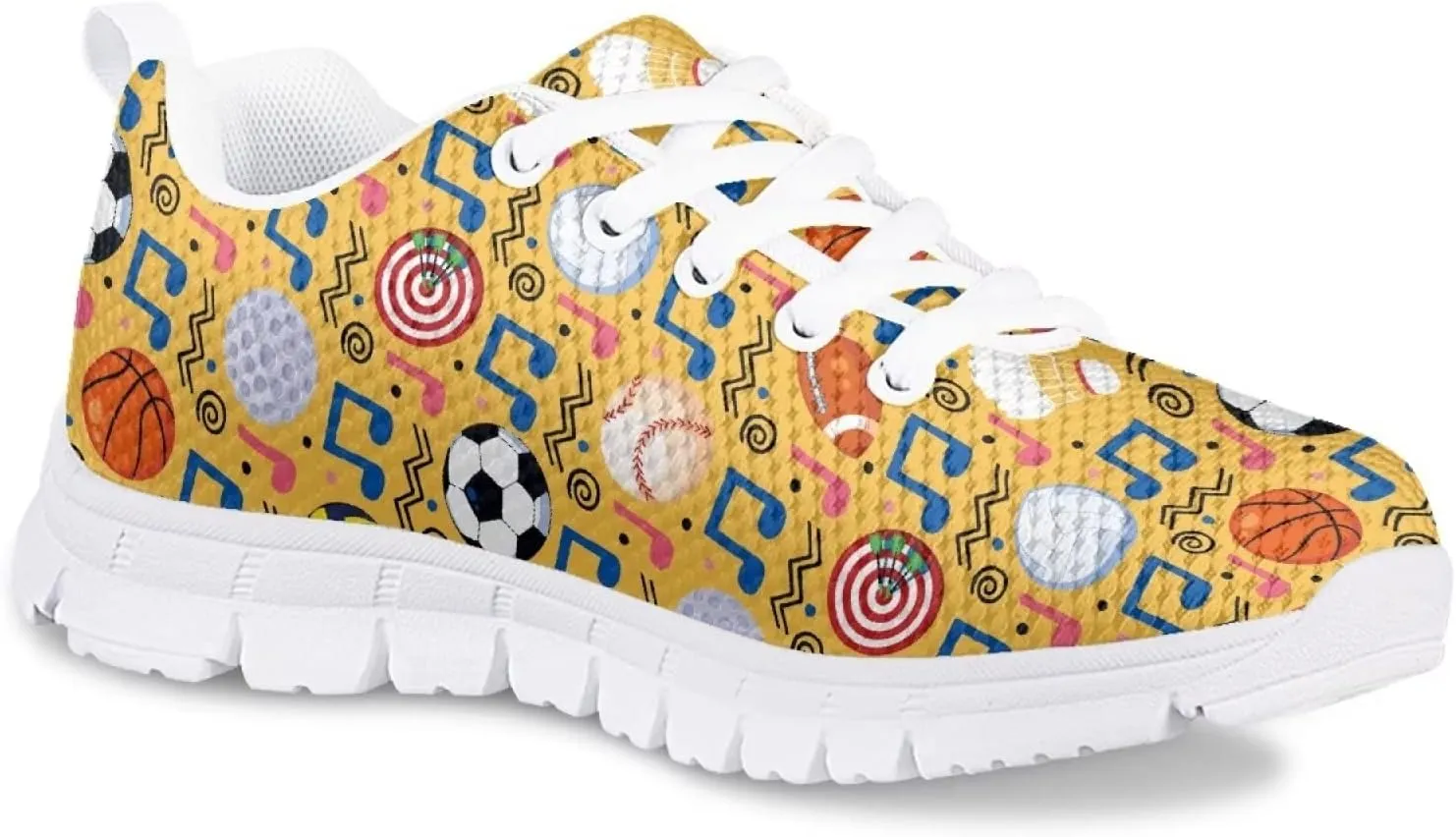 Cute Tennis Shoes for Girls Kids Mesh Running Shoes Lace Up Walking Athletic Sneakers