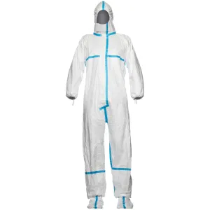 Disposable Hooded Coverall with Socks - White/Blue