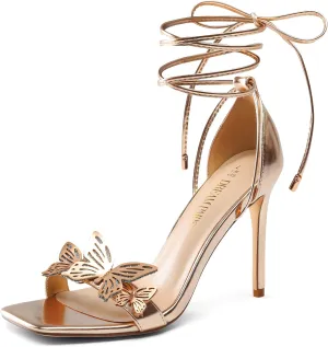 DREAM PAIRS Lace Up High Heels Stilletos Gladiator Open Square Toe Fashion Dressy Wedding Bridal Pumps Sandals