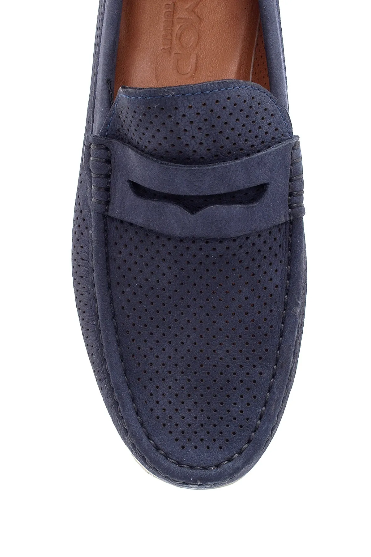 Erkek Lacivert Nubuk Deri Casual Loafer