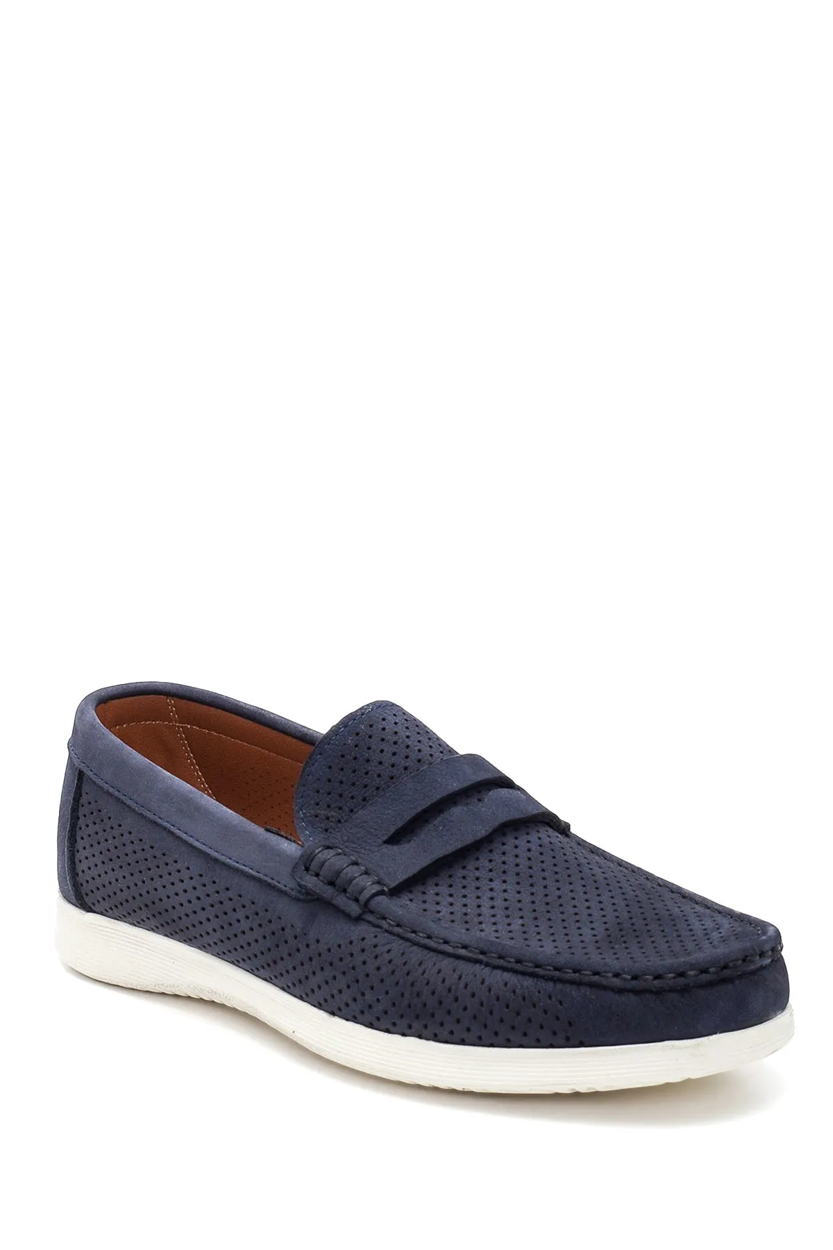 Erkek Lacivert Nubuk Deri Casual Loafer