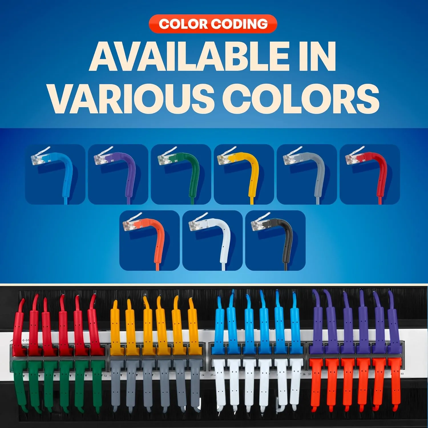 Everest Ultra Slim Cat6a Ethernet Patch Cables 15ft (24-Pack) Black - 10GB Cat 6a Patch Cable - Bendable, Flexible & Thin Ethernet Cable - Space Saving 32AWG 550MHZ Cat6a Cables - 100% Copper Wires