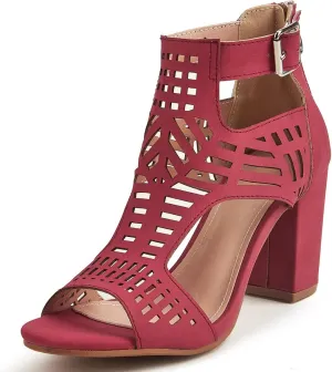 Fashion Peep Toe Booties for Women Cutout Block Heels Sandals Gladiator Summer Mesh Booties