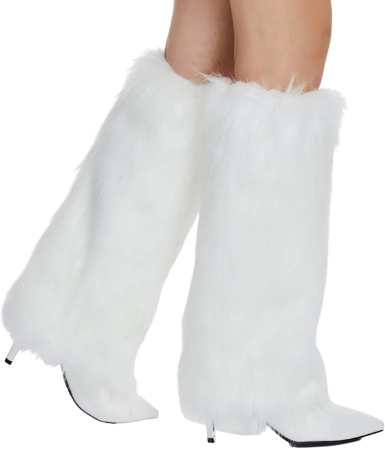 Faux Fur Leg Warmers - Womens Winter Warm Fur Boot Cuffs Covers, Cozy, Christmas, Halloween, Unicorn, Hippie Costume
