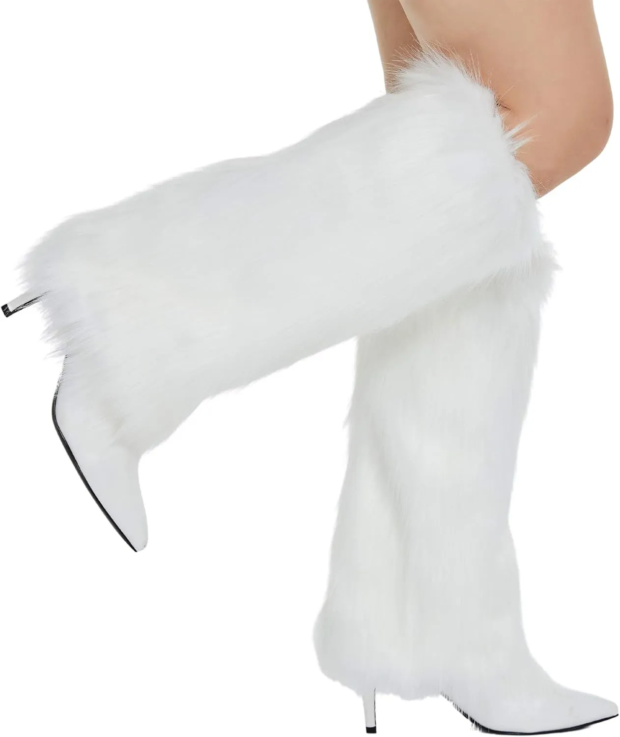 Faux Fur Leg Warmers - Womens Winter Warm Fur Boot Cuffs Covers, Cozy, Christmas, Halloween, Unicorn, Hippie Costume