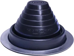 Flashers #3 Black EPDM Flexible Roof Jack Pipe Boot Metal Roofing Pipe Flashing (Pipe OD 1/4" to 5") - 100% Made In The USA
