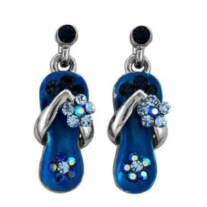 Flip Flop Earrings Caribbean Blue/Silver