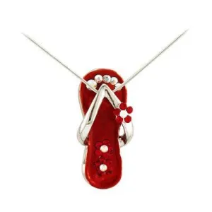 Flip Flop Necklace Ruby Red/Silver