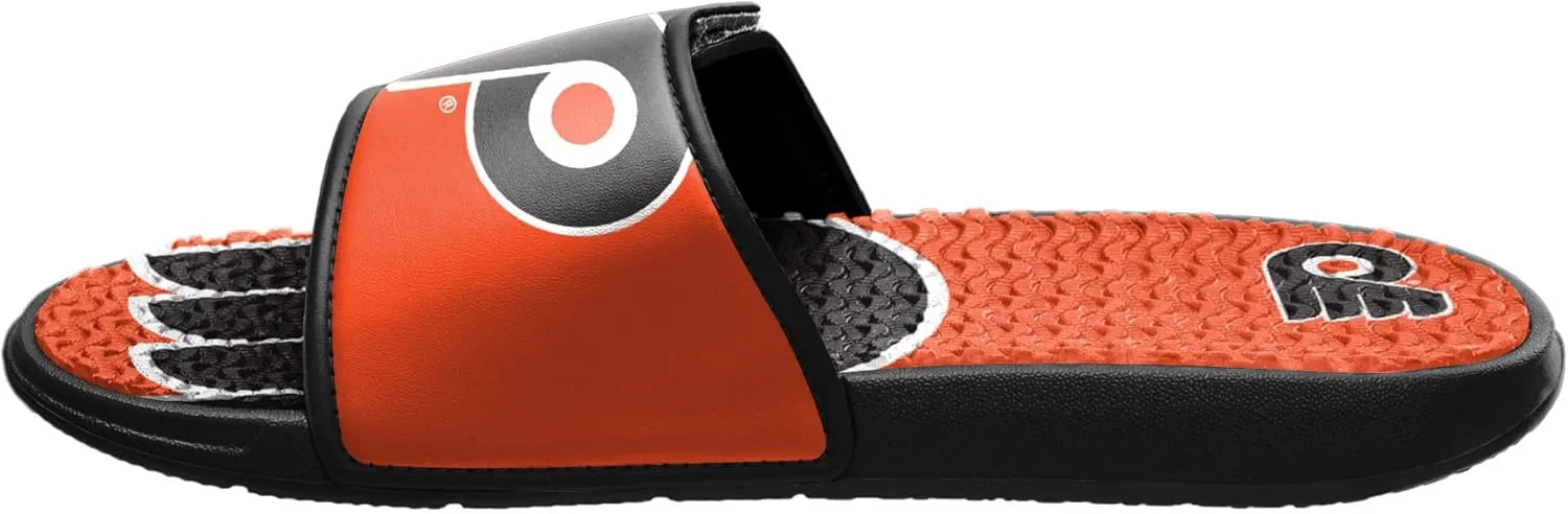 FOCO Men's NHL Team Logo Athletic Sport Shower Flip Flop Sandals Gel Slides