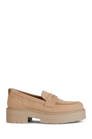 Geox Kadın Bej Spherica Ec7 Süet Deri Maskülen Loafer