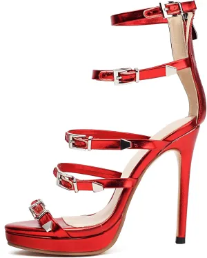 Gicoiz Women Stiletto High Heels Party Strappy Gladiator Sandals