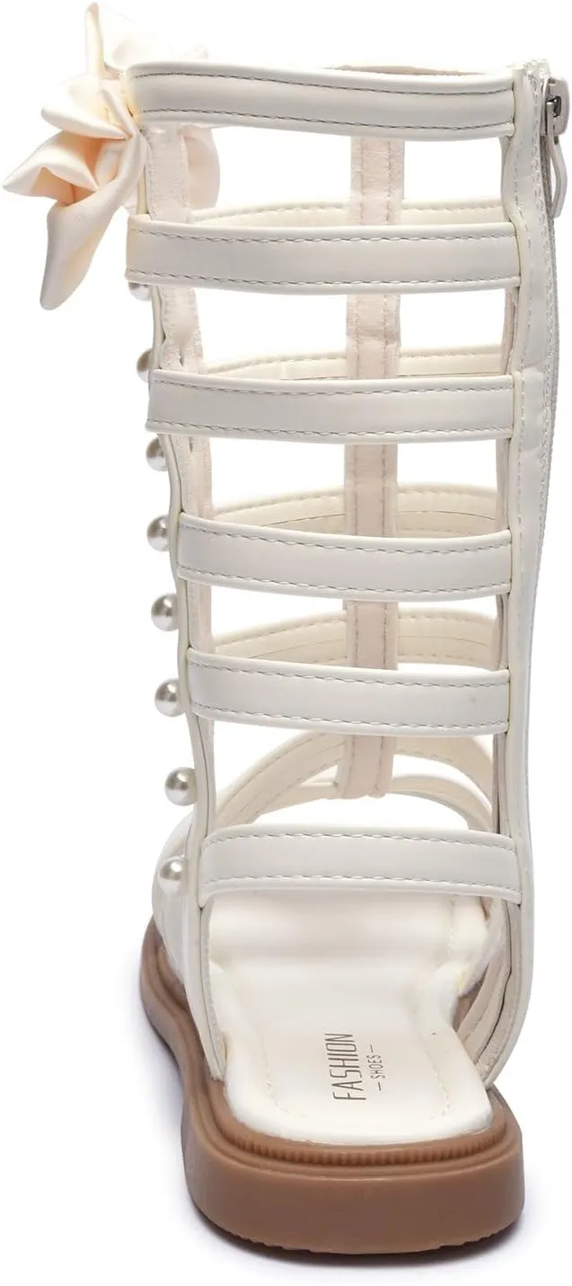 Girls Rivet Gladiator Sandals Summer Princess Dress Strappy Flats Zip Up Boots Shoes
