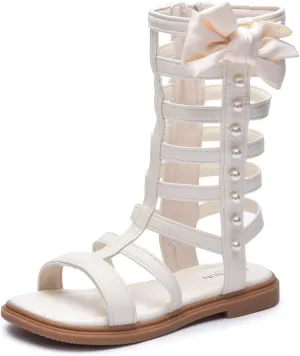 Girls Rivet Gladiator Sandals Summer Princess Dress Strappy Flats Zip Up Boots Shoes