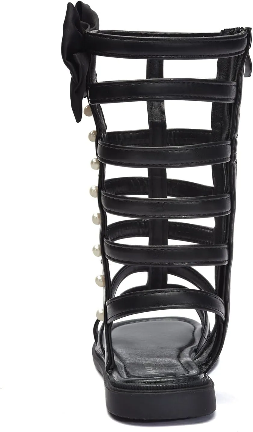 Girls Rivet Gladiator Sandals Summer Princess Dress Strappy Flats Zip Up Boots Shoes