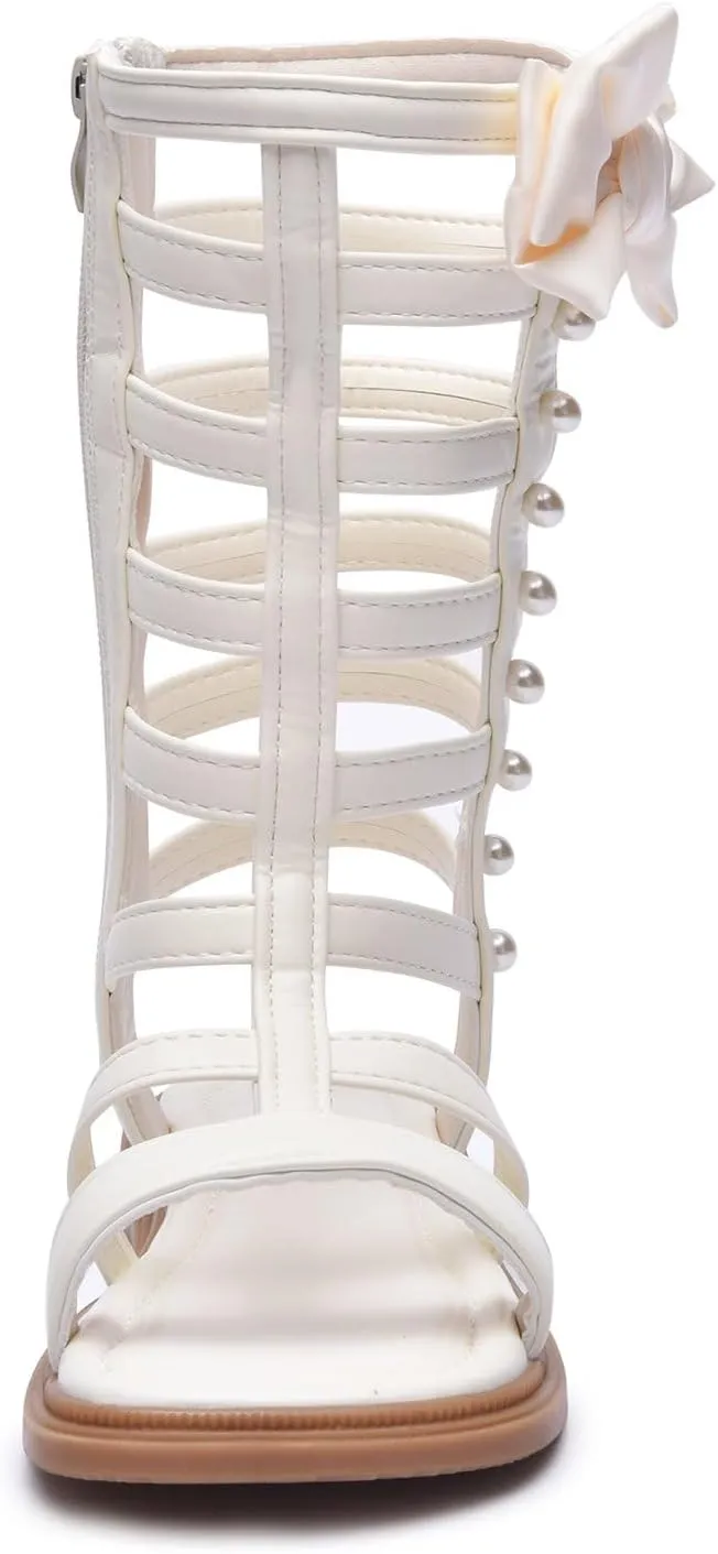 Girls Rivet Gladiator Sandals Summer Princess Dress Strappy Flats Zip Up Boots Shoes